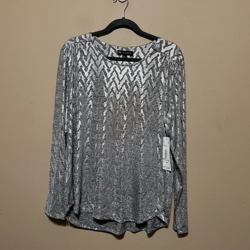 N Touch Metallic Long Sleeve Top, NWT